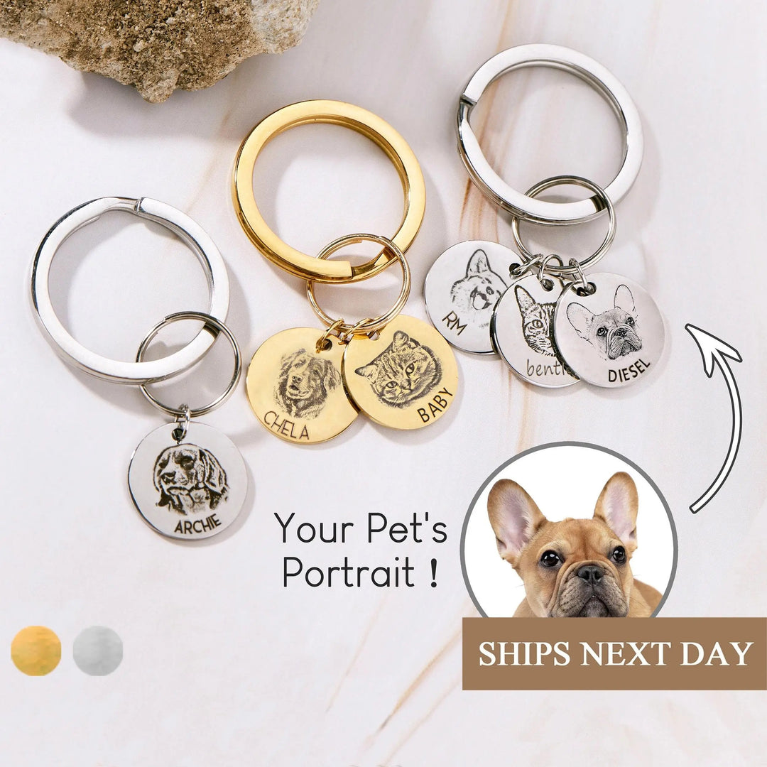 Personalized Pet Portrait Keychain