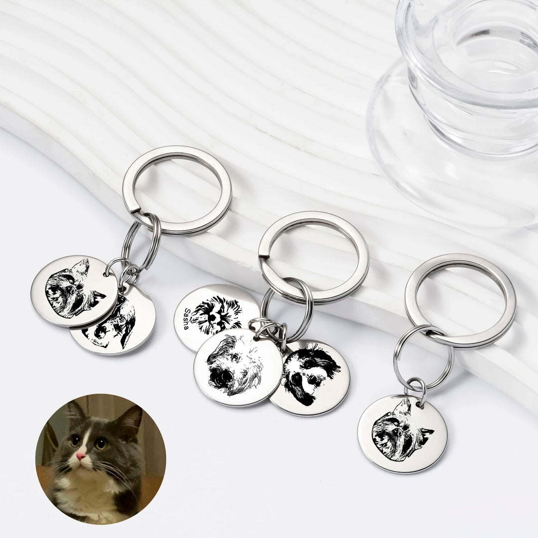 Personalized Pet Portrait Keychain